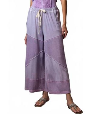 Pol Contrast Ribbed Knit Culotte Pants - Purple