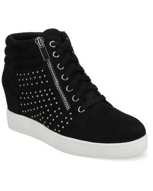 Journee Collection Journee Clarity High Top Wedge Sneaker - Black