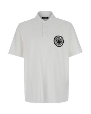 Balmain Small Coin Cotton Polo Shirt - White