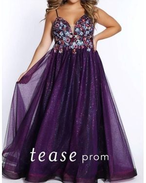Sydney's Closet A-Line Glitter Tulle Gown - Purple