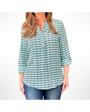 K & C Clothing Dot Flower Pattern Top - Blue