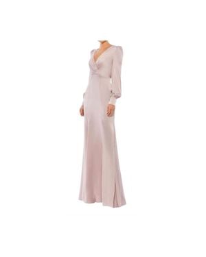 Mac Duggal Ruched Bishop Sleeve Gown - Pink