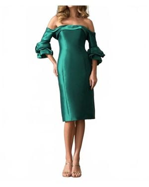 Marsoni by Colors Fitted Off Shoulder Cocktail Dress - Green