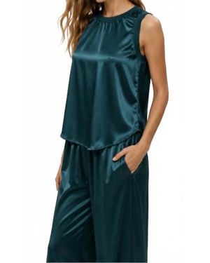 Michael Stars Shay Satin Binding Tank - Blue
