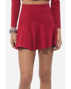 Adelyn Rae Eleanor Rib Knit Mini Skirt - Red