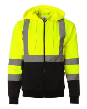 Kishigo Hi-Vis Full-Zip Hooded Sweatshirt - Yellow