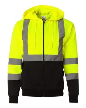 Kishigo Hi-Vis Full-Zip Hooded Sweatshirt - Yellow