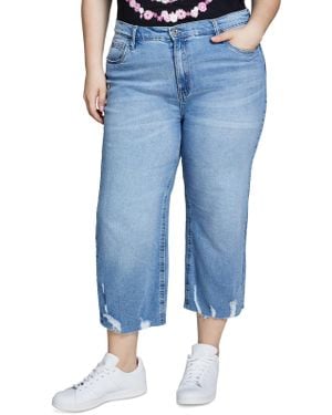 Celebrity Pink Plus The Darling High Rise Wide Leg Cropped Jeans - Blue