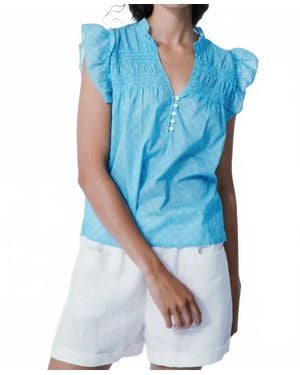 Melissa Nepton Emma V Neck Blouse - Blue