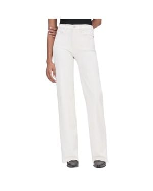 FRAME Le Jane Wide Leg Raw Fray Jeans - White