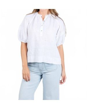 Rails Shoshanna Puff Sleeve Linen Blend Top - Blue