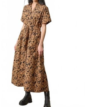 Lilla P Collared Maxi Shirt Dress - Brown