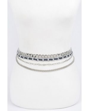 Fashnzfab Multi Layered Chain Belt - White