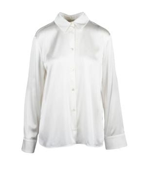 MM by Max Mara Stretch Silk Satin Shirt - White