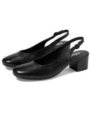 Softwalk Largo Pumps Leather Square Toe Slingback Htat1680 - Black