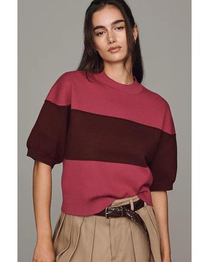 Maeve Puff-Sleeve Knit Pullover - Red