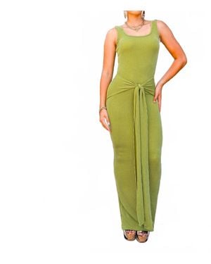 SurelyMine Bella Self Tie Maxi Dress - Green