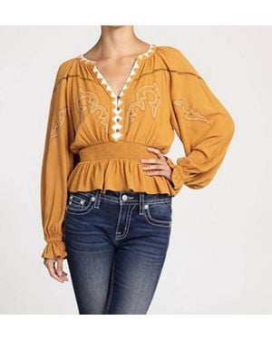 Miss Me Long Puff Sleeve Knit Top - Blue