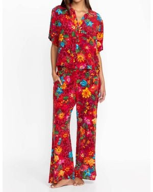 Johnny Was Brooklyn Long Pajama Set - Red