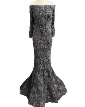 Jovani Three Quarter Sleeve Embellished Dress - Black