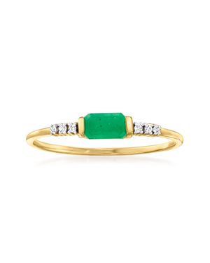 RS Pure By Ross-Simons Emerald Ring With Diamond Accents - Green