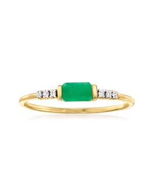 RS Pure By Ross-Simons Emerald Ring With Diamond Accents - Green