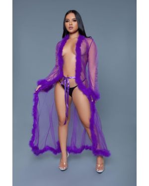 TRUEDAMES Marabou Robe - Purple