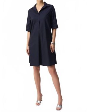Joseph Ribkoff Stretch Poplin Trapeze Dress - Blue