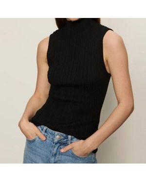Sanctuary Ribbed Funnel Neck Top - Black