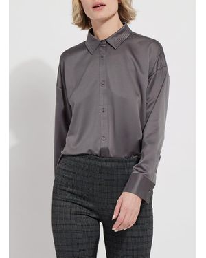 Lyssé Kristin Stitched Satin Shirt - Gray