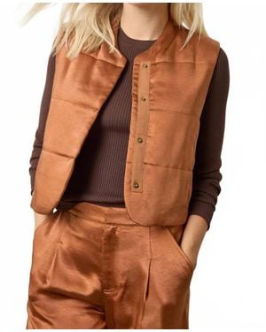 Lilla P Quilted Satin Vest - Brown