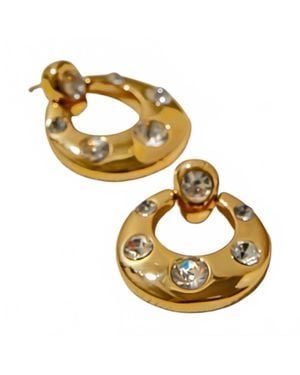 Gina Carmen Chunky Cubic Zirconia Earring - Metallic
