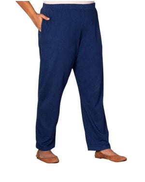 On The Plus Side Cotton Relaxed Plus Size Pants - Blue