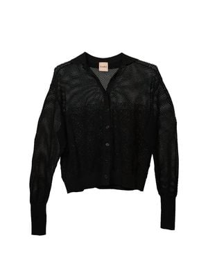 Nude Open-Knit Top - Black