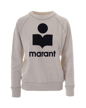 Isabel Marant Crew Neck Regular Fit Sweatshirt With Flocked Logo - Gray