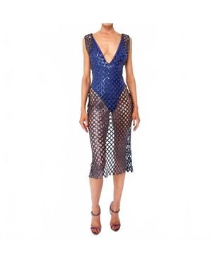 Deity Sequin Midi Dress - Blue