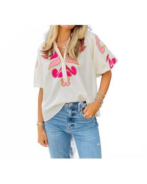 Thml Textured Button Down Embroidered Top - Blue