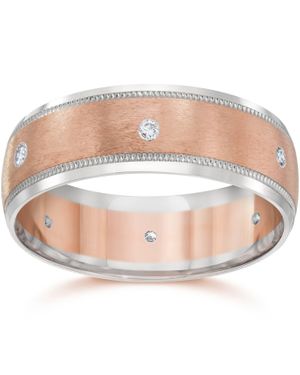 Pompeii3 8Mm Two Tone 14K Rose Diamond Wedding Band - Pink