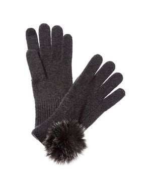 Hannah Rose Scallop Cashmere Gloves - Black