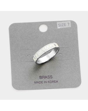 Fashnzfab Brass Metal Enamel Mama Ring - Gray