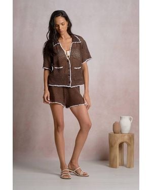 Elan Pammy Short Sleeve Top - Brown
