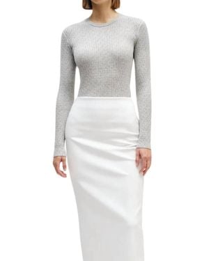 Enza Costa Cashmere Cotton Pointelle Long Sleeve - Gray