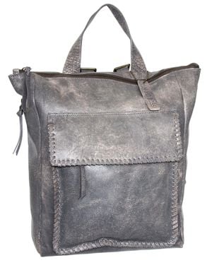 Nino Bossi Aviator Leather Backpack Purse - Gray