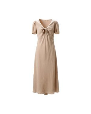 N°21 V Neck Bow Detail Day Dress - Natural
