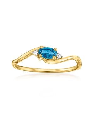 RS Pure By Ross-Simons London Topaz Ring With Diamonds - Blue