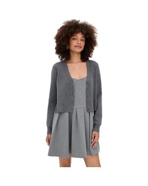STAUD Milo Mixed Media Mini Dress, Static - Gray