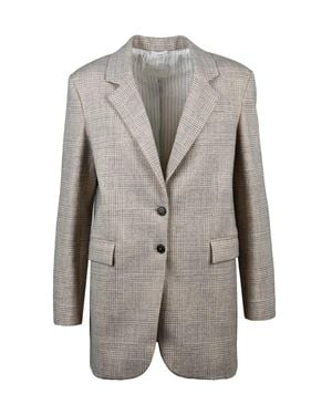 Circolo 1901 Rounded Jacket With Checkered Pattern And Button Closure - Gray