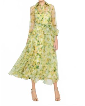THEIA Magdalene Organza Shirt Dress - Yellow