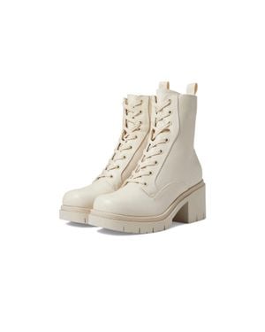 Guess Juel Boots Ivory Faux Leather Lug Sole Combat Bootie Hawk2908 - Black