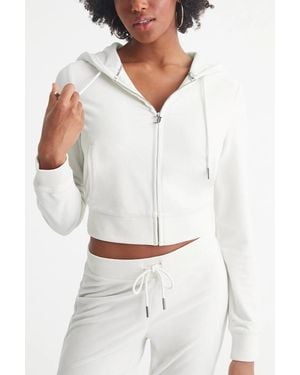 Juicy Couture Heritage Hoodie Contrast Rib Crop Ddr2233 - White